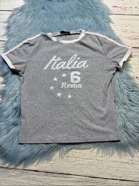 Edikted Grey Italia Baby Tee sz L